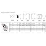 thumbnail of PRIOstahl Möbelrollen 2x Lenkrollen + 2x Bremsrollen Transparente Rollen 50mm