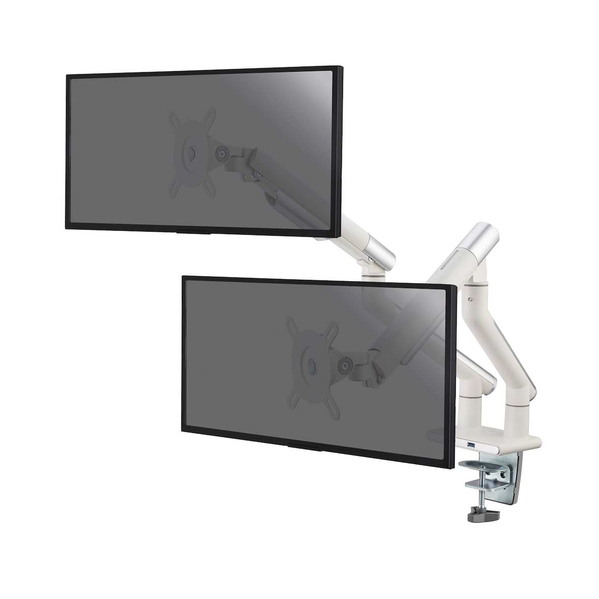 KIMEX - Supporto da scrivania Full Motion per 2 monitor 17"-32" con USB, bianco