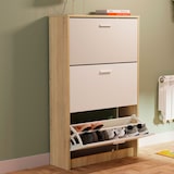 thumbnail of Briebe Zapatero Entrada Recibidor, Mueble Auxiliar Estrecho Zapatos, 3 Puertas, Madera 119,5x74x25 cm, Nova, Blanco