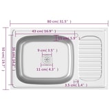 thumbnail of vidaXL Spüle mit Abtropffläche Set Silbern 800x500x155 mm Edelstahl