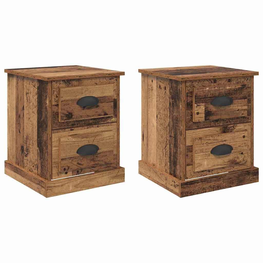Cabinet de chevet 2 pcs Bois ancien 39 x 39 x 47.5 cm Modèle Épure Contemporaine