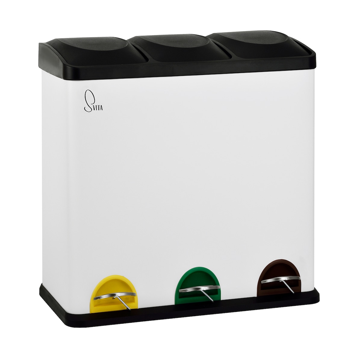 SVITA TC3X20 pedaalemmer 60 liter wit 20L triple XXL afvalbak 3-compartimenten afvalscheiding keukenemmer