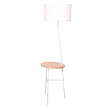 thumbnail of SalesFever Lampadaire | avec plateau en bois | tissu | L 40 x P 40 x H 155 cm | Blanc