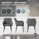 thumbnail of ML-Design – Esszimmerstühle 2er Set – Dunkelgrau Frotteestoff | dick gepolstert, Armlehnen, Metallbeine, ergonomisch