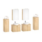 thumbnail of Badezimmermöbel-Set Spiegelschrank Waschtisch Schrank Eiche Dekor V-90.59-03