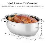 thumbnail of KLAMER Bräter mit Deckel 38 cm, backofengeeignet, 8,5L XXL Bräter mit Deckel, mit 4L Deckelpfanne, für alle Herdarten inkl. Induktion, Edelstahl Brät…