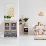 thumbnail of Rebecca Mobili Mobiletto Vetrinetta Shabby con 4 Cassetti 2 Ante in Legno Bianco Beige Grigio