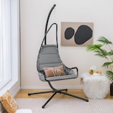 thumbnail of COSTWAY Sedia sospesa con telaio, sedia sospesa con seduta imbottita extra large, altalena sospesa, seduta sospesa