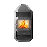 thumbnail of Estufa de leña de esquina LINAM 10.6 kW, diseño angular, calienta hasta 170 m³, alto rendimiento 80%
