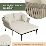 thumbnail of Merax tuinlounge, 2-zitsbank met kussens en touwvlechtwerk, outdoor, beige