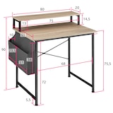 thumbnail of tectake Scrivania con ripiano e sacca in tessuto - Industriale legno chiaro, rovere Sonoma, 80 cm - 404663