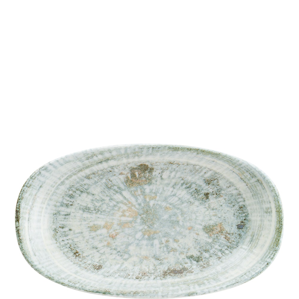 2x Bonna Odette Olive Gourmet Platte oval 34x19cm 4cm hoch Grün weiß Porzellan Servierplatten Speise Geschirr