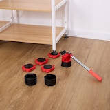 thumbnail of Möbelheber und Möbelroller Set, Transportrollen Möbel, bis 150 kg, drehbar, 8 Aufsätze, Möbelverschieber, rot/schwarz