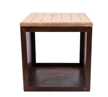 Panca portalegna artigianale RedFire Tyr – acciaio – Ø41 cm, altezza 43 cm – ruggine