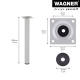 thumbnail of WAGNER Möbelbein CLASSIC RETRO - Ø 30 x 300 mm, Anschraubplatte 60 x 60 mm, Gewinde Ø 10 mm, Aluminium-Optik - 12123001