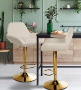 thumbnail of Barhocker BIKEL - Stoff Creme 51x52x89 cm Gold | Barstuhl Höhenverstellbar Mit Lehne Drehbar Tresenhocker Tresenstuhl Kneipenhocker Kneipenstuhl