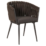 thumbnail of Conjunto de 2 cadeiras de jardim em alumínio HWC-N38, apoio de braço para cadeira de exterior, corda Olefin corda ~ castanho Almofada cinzento escuro