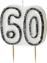 thumbnail of 60. Geburtstag | Glitzer Kerze schwarz / silber