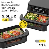 thumbnail of Heißluftfritteuse XXL mit 2 Kammern, Airfryer Doppelkammer mit Sichtfenster & Beleuchtung, LED Touch, 8 Programme, 2950W, Trennwand, öl-frei