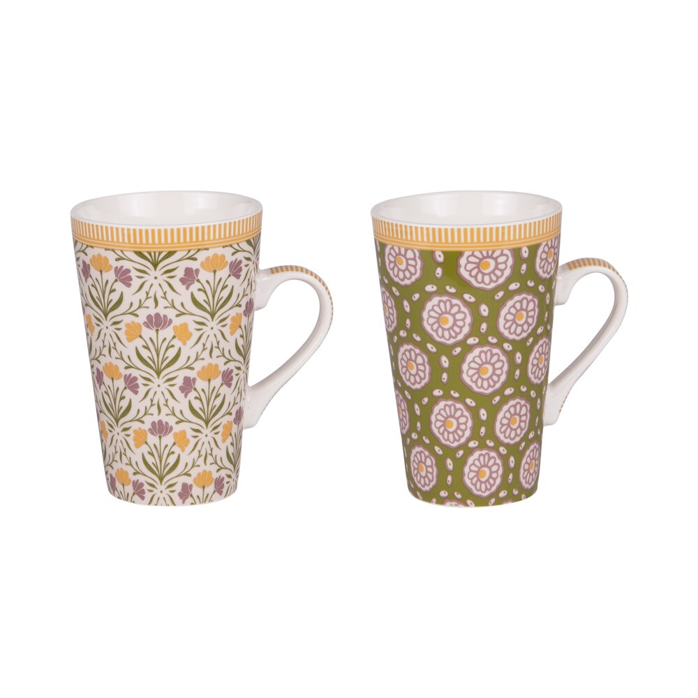 Coffret de 2 mugs Chester 46 cl -  46.00 cl Blanc Rond Porcelaine Table Passion 13.00x9.00 cm