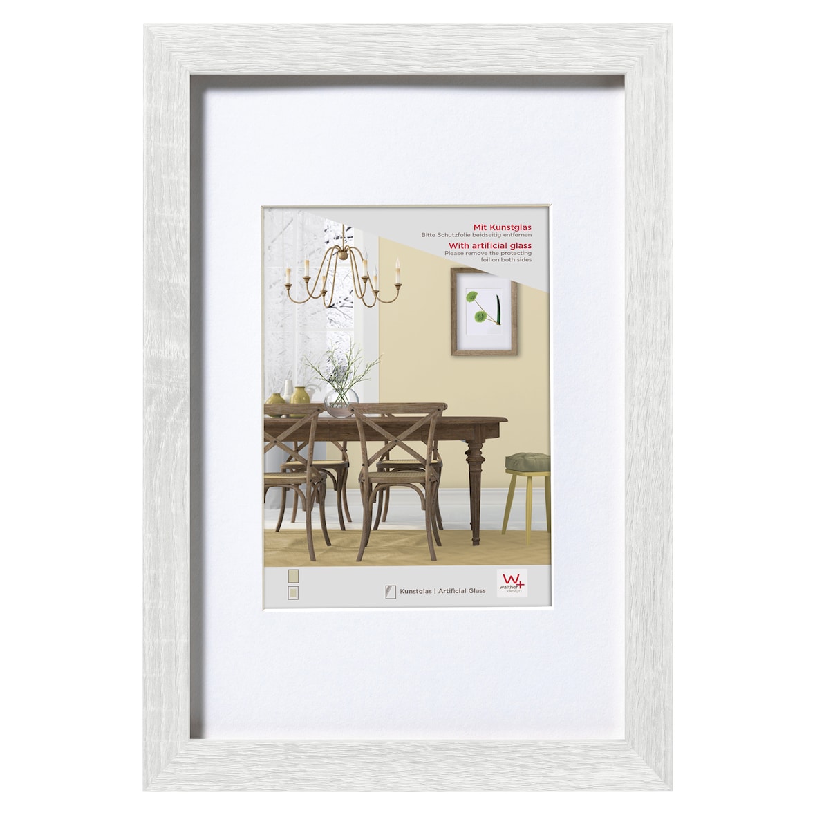 Fiorito Holz Bilderrahmen Kunstglas, 50x60 cm, weiss