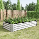 thumbnail of Hochbeet aus Metall 30x180x90 cm Silber aus verzinktem Stahlwellblech ohne Boden mit gefalteter Innenkante wetterfest für Garten Terrasse