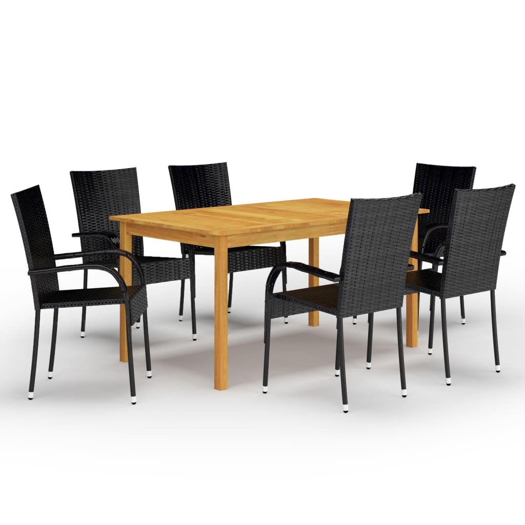 Helloshop26 - Juego de comedor de jardín exterior negro de 7 piezas 02_0014025