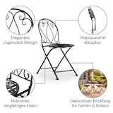 thumbnail of Eisenstuhl 2er-Set im Jugendstil, antike, handgefertigte Gartenstühle, klappbar, Schwarz, Raburg Mayla