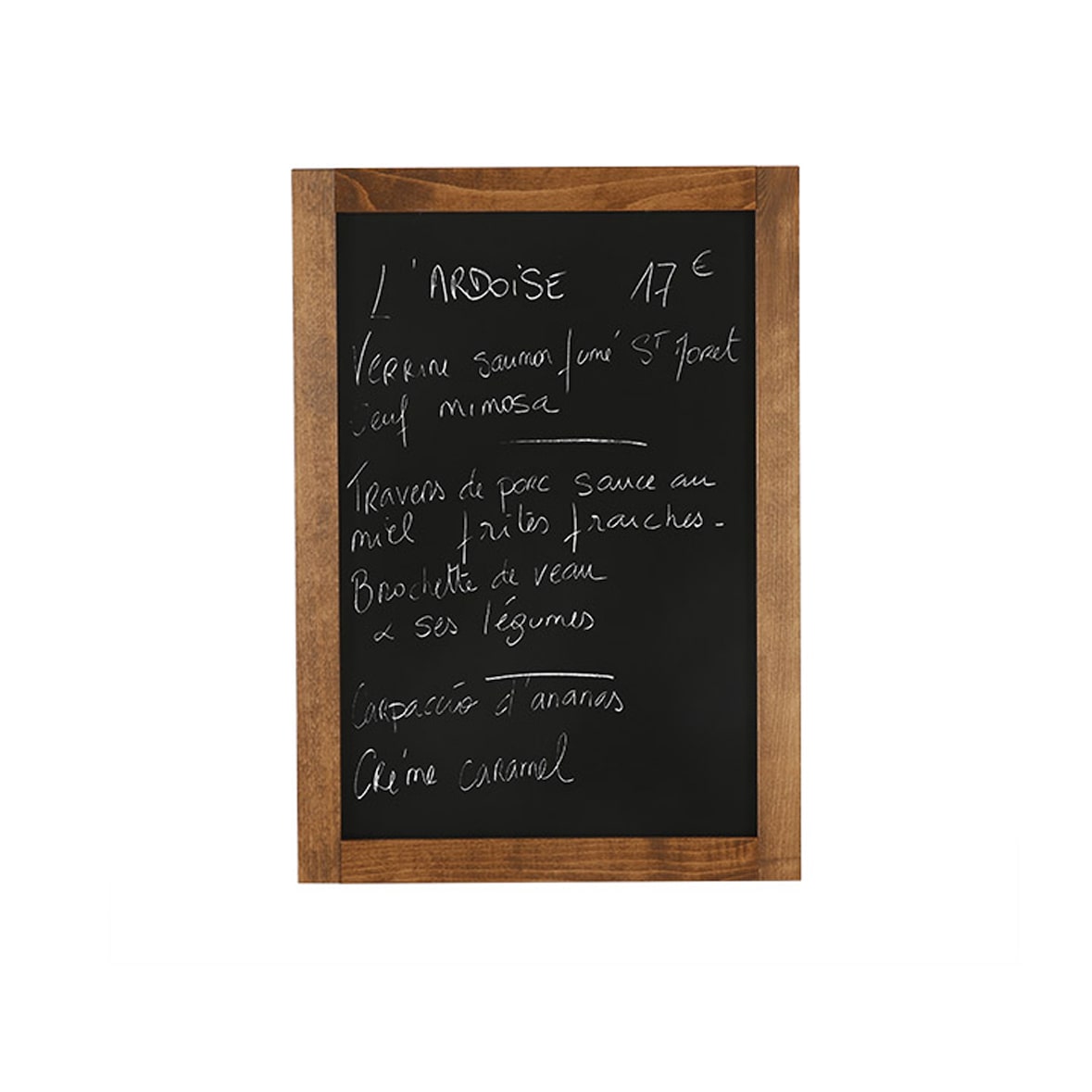 Tableau Ardoise Craie Mural 60 x 40 cm cadre bois fonce