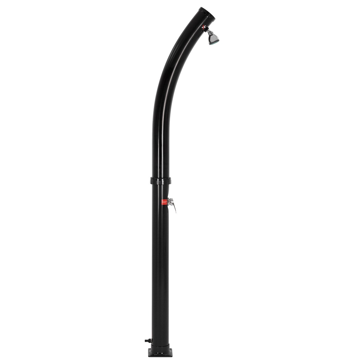 ML-Design Solardusche 20L Rund 222 cm Schwarz Gebogen – Mit schwenkbarem Duschkopf, warmes Wasser bis 60°C, Gartenschlauch-Anschluss, Außendusche