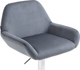 thumbnail of Décoshop26 - Barhocker x1 in dunkelgrauem gepolstertem Samt mit verchromtem Metallfuß in Trompetenform TDB10425