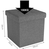 thumbnail of Intirilife Faltbare Sitzhocker 38x38x38 cm in FELS GRAU - Sitzwürfel Fußhocker Aufbewahrungsbox mit Stauraum und Deckel aus Stoff mit Mulden