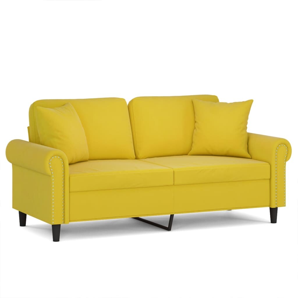 vidaXL 2-Sitzer-Sofa mit Zierkissen Gelb 140 cm Samt