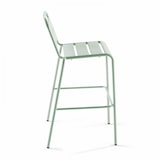 thumbnail of Set van bartafel en 2 hoge stoelen in saliegroen metaal - Oviala