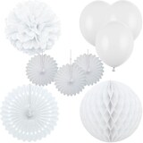 thumbnail of Partydeko weiß Partyset Geburtstagsdeko Feier weiße Partyartikel Geburtstag Hochzeit