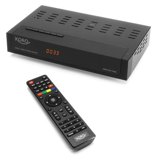 XORO HRM 7670 TWIN Full HD HEVC DVB-T/T2/C Combo Receiver USB 2.0 Mediaplayer PVR Ready Timeshift 2 Empfangsteile 5V für aktive Antennen zuschaltbar
