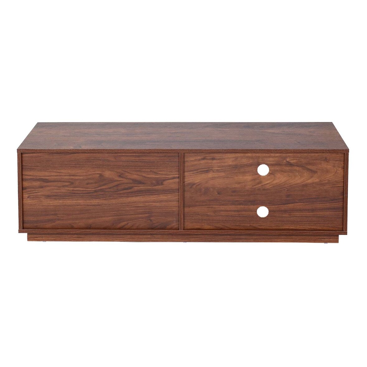 TV-Rack HWC-J78, Fernsehtisch Lowboard Kommode, Schublade, MDF 42x140x40cm ~ Walnuss-Optik