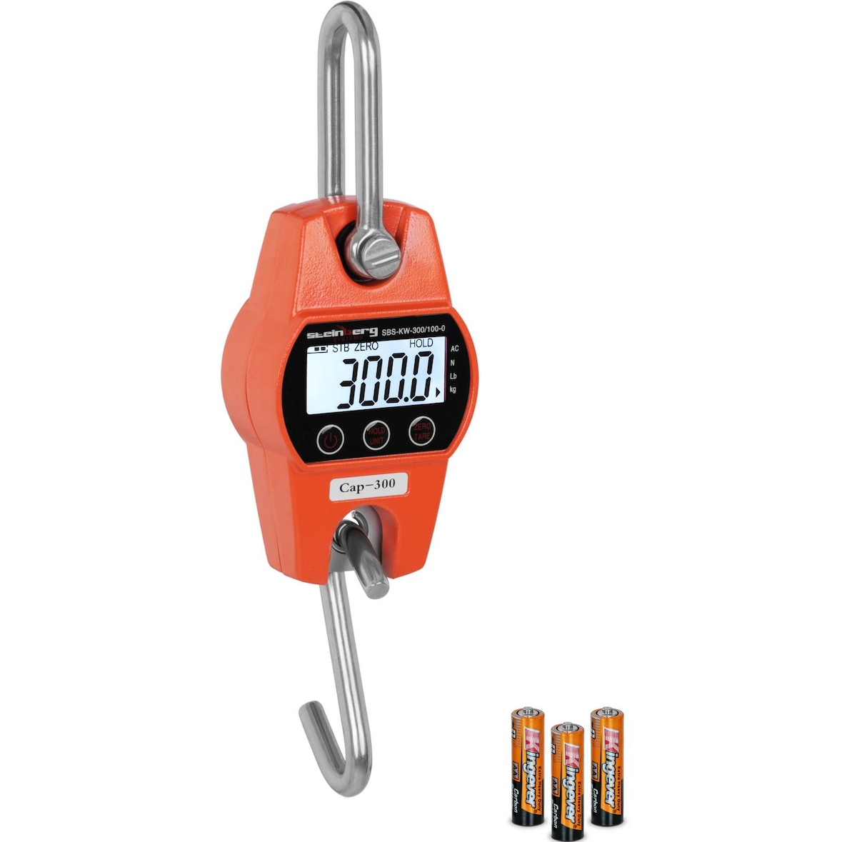 Steinberg Systems - Steinberg Crochet Peseur Balance à Grue Professionnelle Rouge SBS-KW-300/100-O (300 kg / 100 g, kg/lbs/N, structure en aluminium