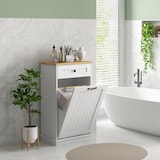 thumbnail of Mueble auxiliar de baño armario de baño con cajón cesto para la ropa y diseño anti-vuelco mueble de baño moderno 52x33x90 cm blanco