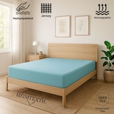 thumbnail of EXKLUSIV HEIMTEXTIL Marke Jersey Spannbettlaken 180 x 200 cm Hellblau 100% Baumwolle Öko - Tex Zertifiziert Bed-Sheet Bettlaken Spannbetttuch Topper