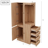 thumbnail of Kleiderschrank 70x40x170 cm Naturholz mit Tür und 4 Schubladen offenem Hängebereich und Fächern platzsparendes Design für Schlafzimmer Büro