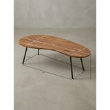 thumbnail of Design Couchtisch WL5.617 122x36x63 cm Sheesham mit Metallbeinen Schwarz, Nierentisch Massivholz, Holztisch Tischbeine Metall, Cooler