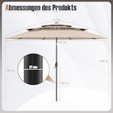 thumbnail of COSTWAY 300 cm parasol met zonne-LED-verlichting, windvast, zwengel, 35° aan beide zijden kantelbaar, voor tuin en balkon, beige