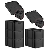 thumbnail of PROREGAL SparSet 5x Eurobox NextGen Color mit Auflagedeckel & Verschlüsse, HxBxT 32x40x60cm, 65L, Schwarz, Griffe schwarz zu, Eurobehälter