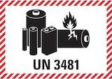 thumbnail of Dreifke® Verpackungskennzeichen UN-Nummer 3481, Haftpapier, permanent haftend, 100x70mm