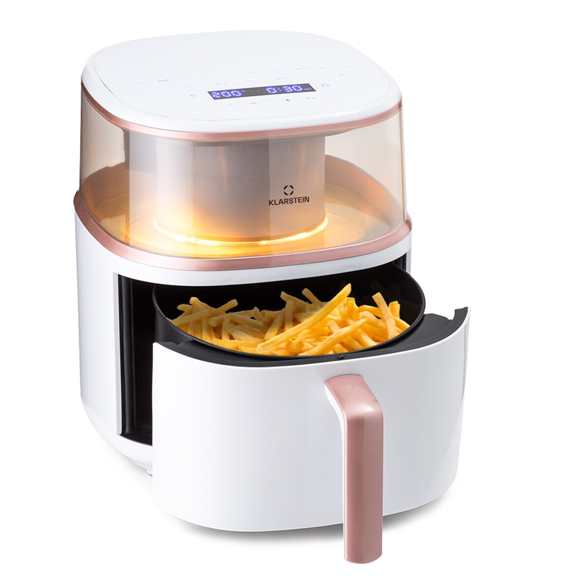 Air Bloom Heißluftfritteuse Dampffunktion 1500W 7,5 Liter 16 Programme Weiß