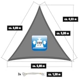 thumbnail of UV Sonnensegel 5x5x5 m HDPE Dreieck Sonnenschutz Überdachung Balkon Garten Grau
