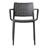 thumbnail of Lot de 4 chaises de terrasse en plastique noir - Oviala