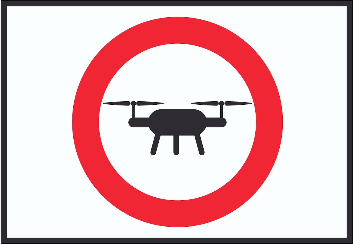 Drohnen Flugverbot Symbol Schild A2 Rückseite selbstklebend
