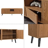 thumbnail of Helloshop26 - Meuble TV de rangement moderne 140 x 30 x 46 cm effet bois foncé 03_0007761